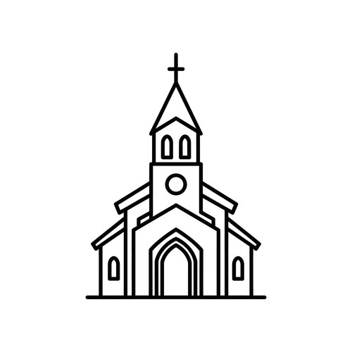 Classic Church Line Drawing Vector Image