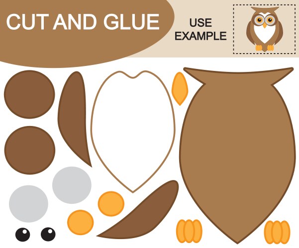 create image owl using scissors and glue vector