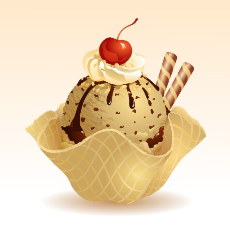 Ice cream banana split Royalty Free Vector Image