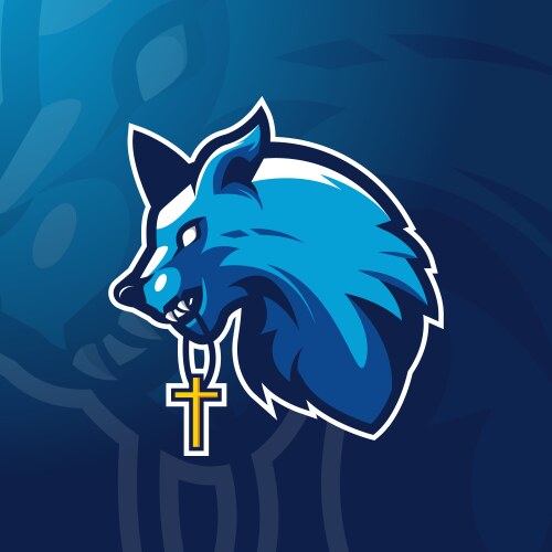 Wild wolf head esport mascot logo design Vector Image