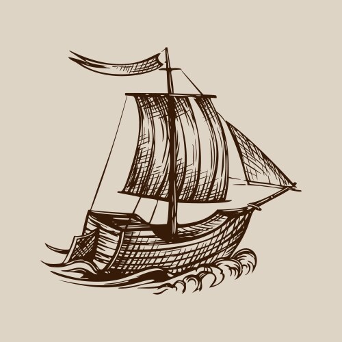 Drawing sailing ship stylized Vector Image