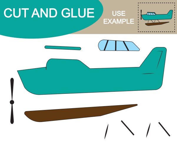 Cut and glue to create image seaplane air vector image