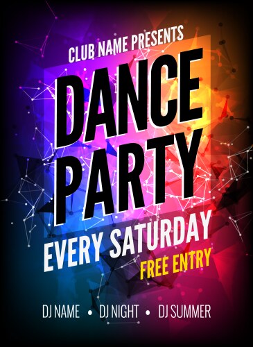 dance party poster template night vector