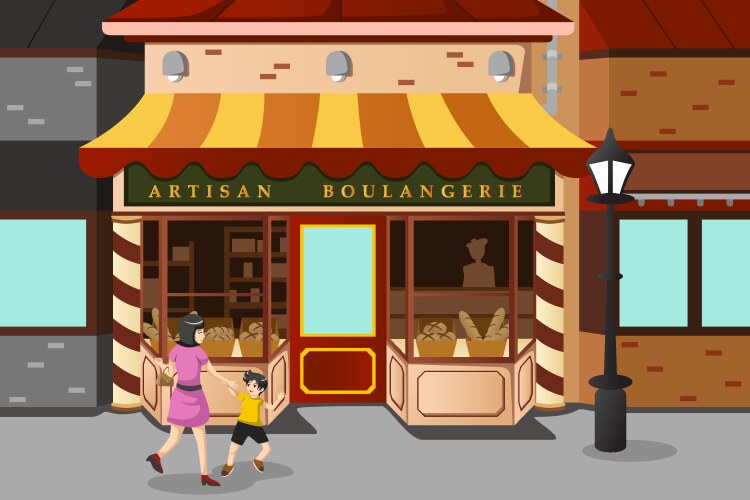 A bakery food stall Royalty Free Vector Image - VectorStock