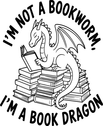 Dragon Reading Books Fantasy Art Vector Image