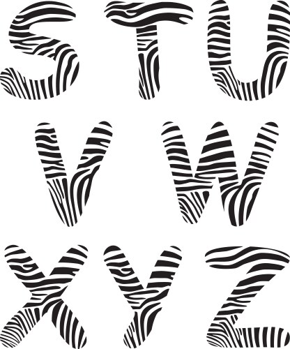 font zebra letter s z vector image vector image