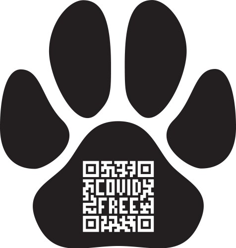 paw print with covid19 free qr-code vector image