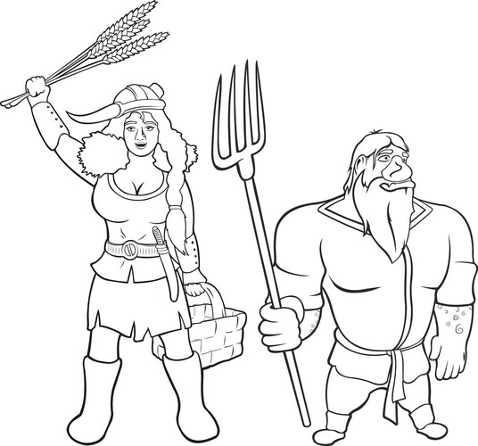 Viking farmers contours Vector Image