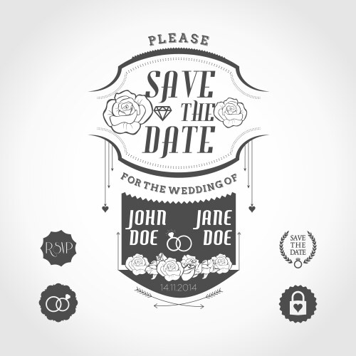 Wedding Invitation Elements Collection Vector Image