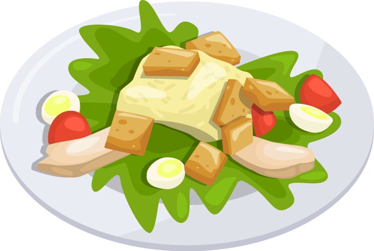 caesar salad cartoon icon italian cuisine food vector