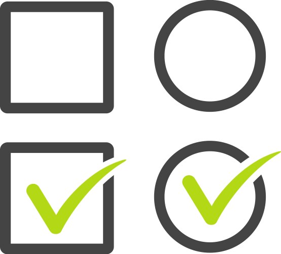 check uncheck square and round checkbox set vector image