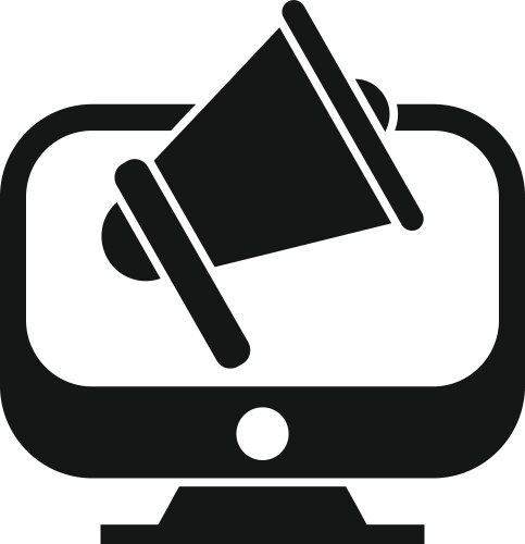 Megaphone on computer monitor icon simple vector image