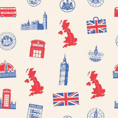 Seamless pattern on theme uk and london vector image