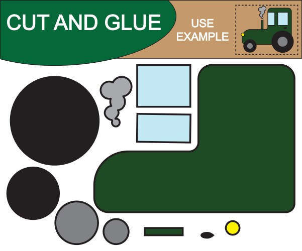 Tractor use scissors and glue to create image vektorbild
