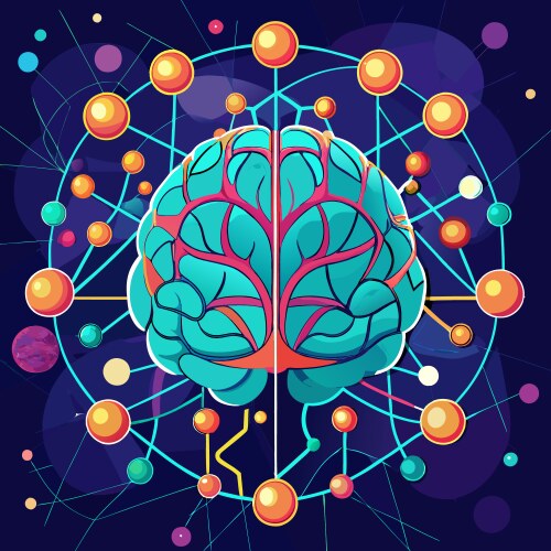 Ai brain with neural connections a repeating vector image