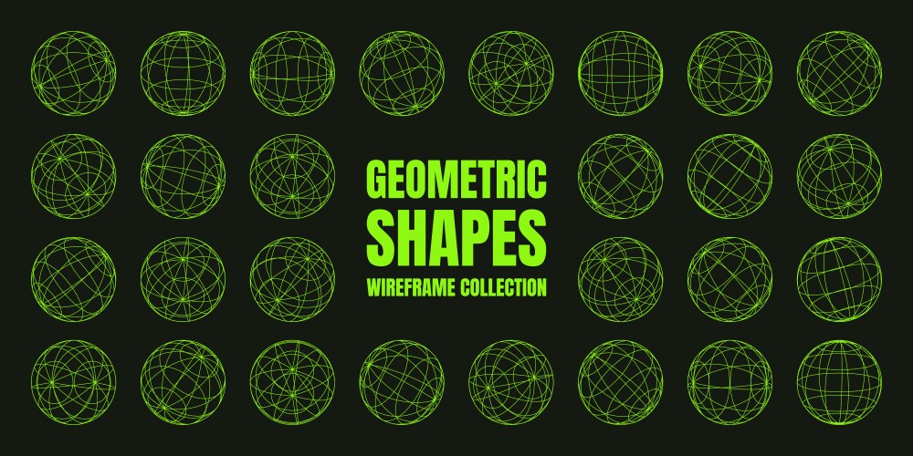 wireframe shapes lined sphere perspective mesh vector