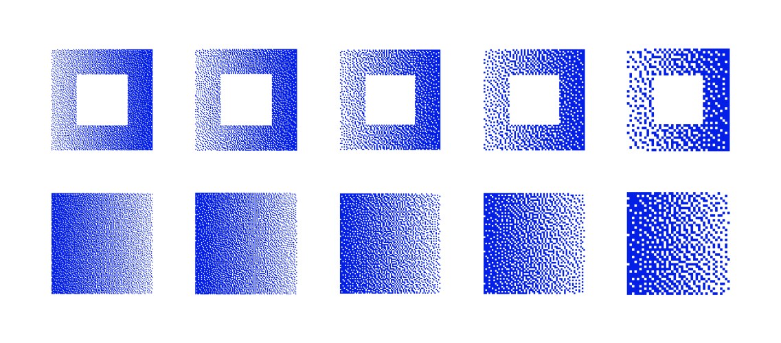 Squares with various resolution of bitmap dither vektorbild