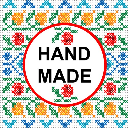 Colorful Cross Stitch Embroidery Frame Vector Image