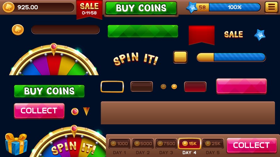 lobby elements for slots games vector image