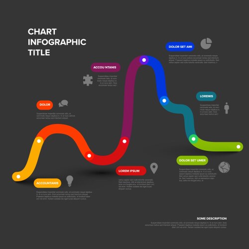 Thick line growth infographic graph timeline dark vector image