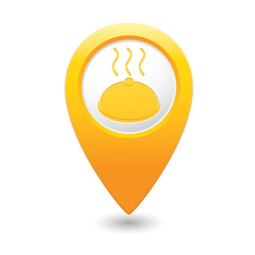 Dish map pointer yellow Vector Image