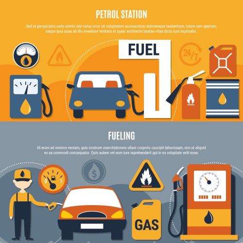 Gas station isometric set Royalty Free Vector Image