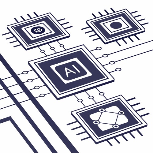 Ai chipsets in a symmetrical grid the blueprint vector image