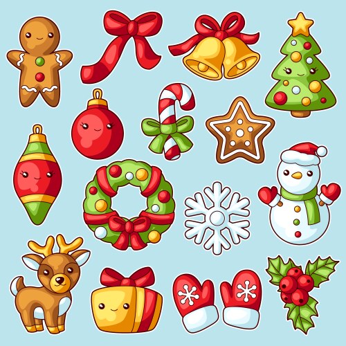 Cute Christmas Characters Set Vector Image