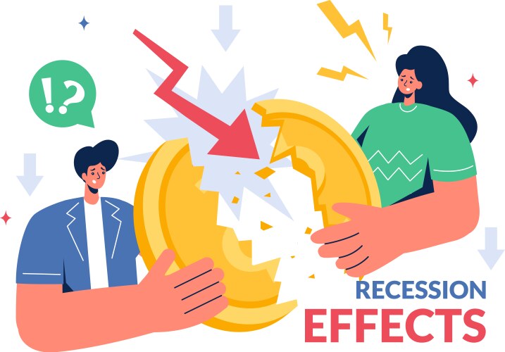 Recession effects showing the impact on economic Vector Image