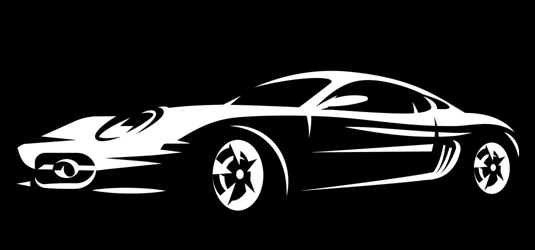 white sportcar on black background pattern vector