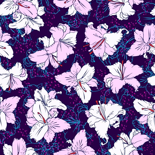 White lilies seamless pattern Royalty Free Vector Image