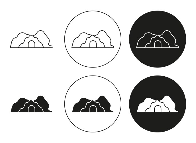 Cave linear thin line icon graphics set use vector image
