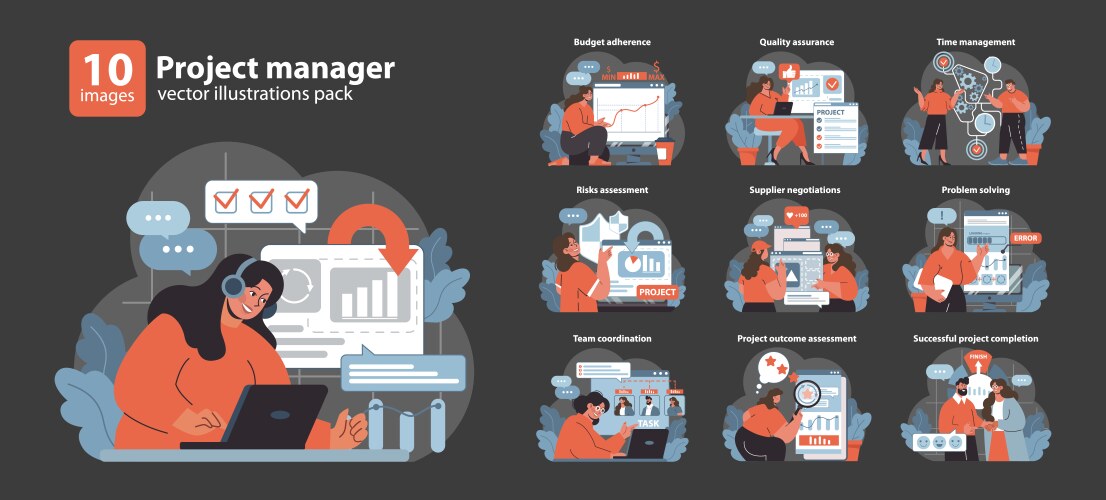 It project management set stages from planning Vector Image