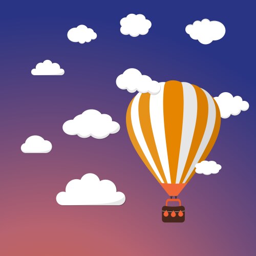 Retro Air Balloon on Night Sky Vector Image