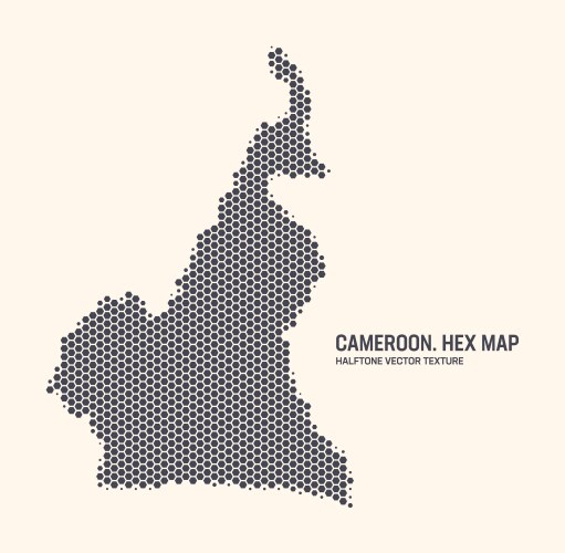 Cameroon map hexagonal half tone pattern isolated vector image