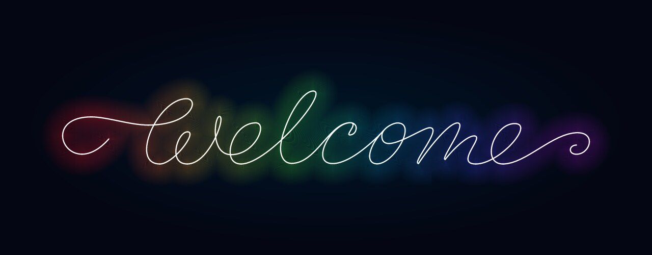 Welcome neon led title glow spectrum light banner vector image