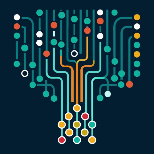 Binary code streams abstract patterns of digital vector image
