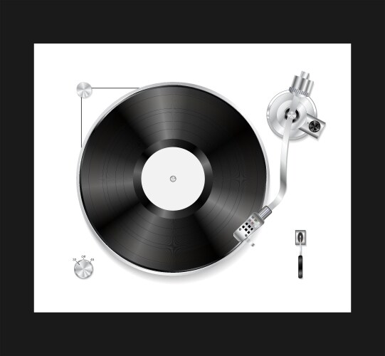 Gramophone vinyl player playing record Vector Image