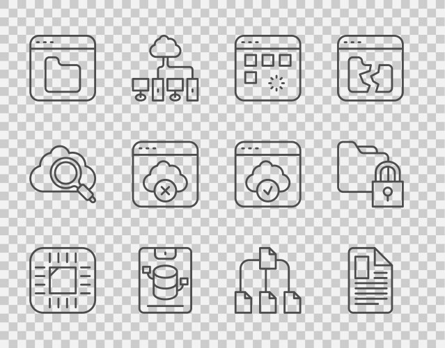 Set line processor with cpu file document loading vector image
