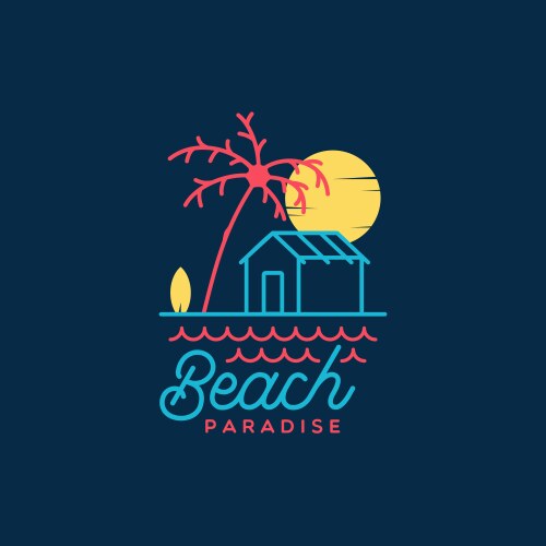 Beach paradise logo design vector image