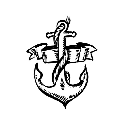Hand drawn black color old school tattoo Vector Image