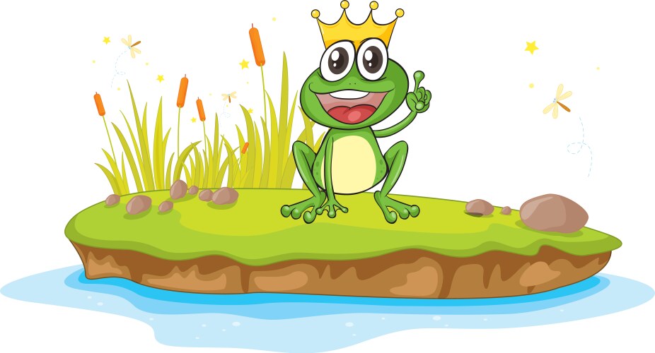 King cartoon frog Vector Image