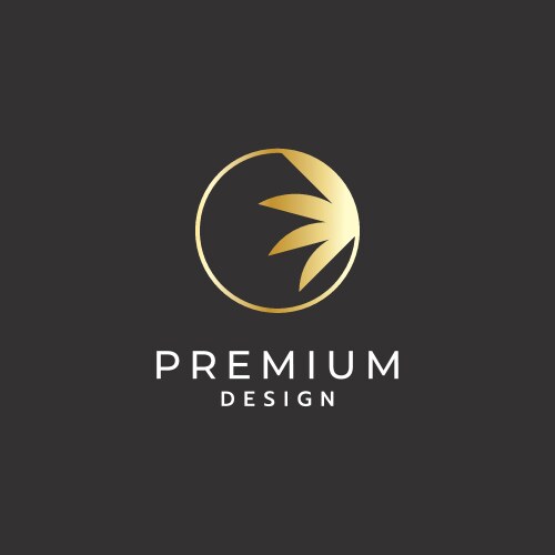 Sunset palm tree beach tropic gold logo Royalty Free Vector