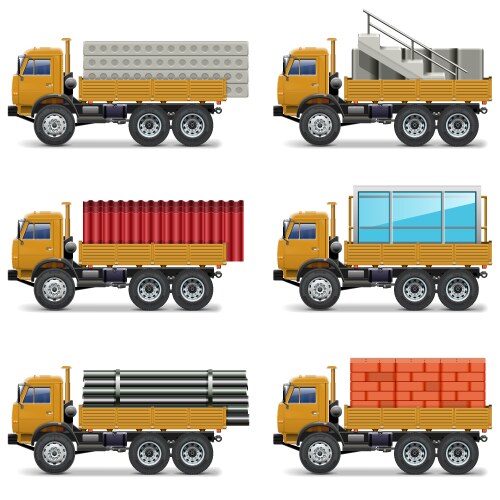 Different types construction trucks Royalty Free Vector