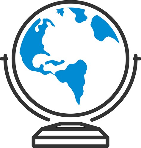 World icon blue globe with white continents Vector Image