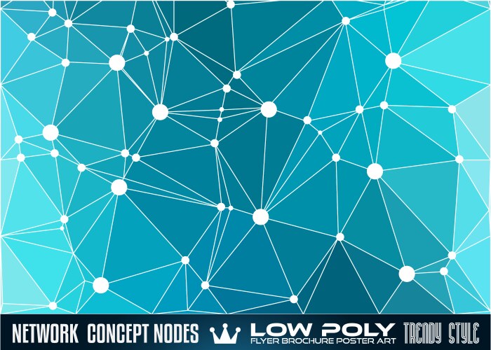Low poly trangular network with nodes background vektorbild