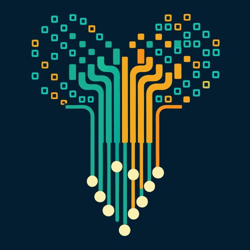 Binary code streams abstract patterns of digital vector image