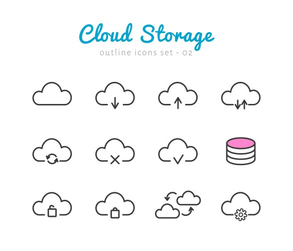 Clouds line art icon storage solution element Vector Image