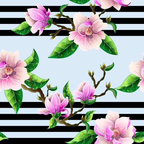 Magnolia Floral Pattern Vector Image