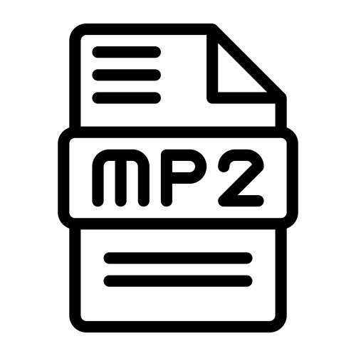 Mp2 file type icons audio extension icon outline vector image